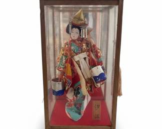 Japanese Geisha Doll in Display Case