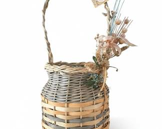 Handwoven Wicker Basket with Dried Floral Arrangement