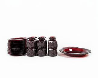 Avon "Cape Cod" Ruby Red Glassware Set