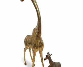 Pair of Vintage Brass Giraffe Sculptures
