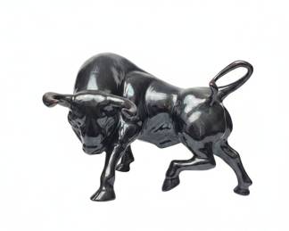 1950's Ceramic Black Bull Figurine