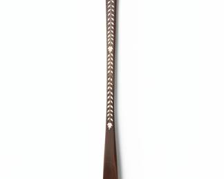 Vintage Chinese Wooden Shoe Horn with Leaf Motif