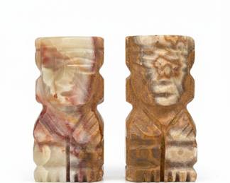 Pair of Carved Onyx Tiki Figurines