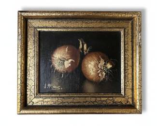 Still Life of Onions, Oil on Canvas, Circa 1976