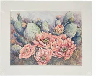 Prickly Pear Cactus Blossoms Watercolor Print by Nancy R. Gonzalez