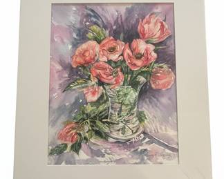 Watercolor Painting of Poppies in a Vase by Nancy R. Gonzalez