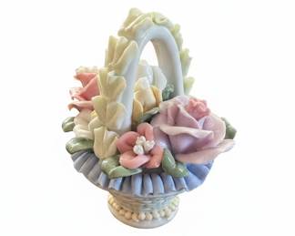 Vintage Capodimonte Porcelain Floral Basket with Roses
