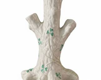 Belleek "Shamrock" Tree Trunk Bud Vase