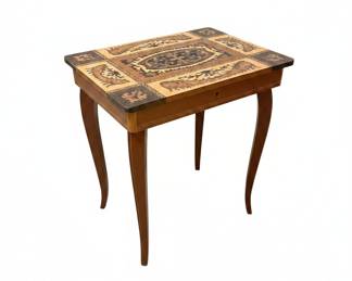 Antique Italian Sorrento Marquetry Music Box Table