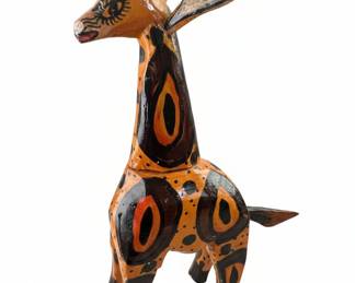 Hand-Carved Wooden Giraffe Figurine