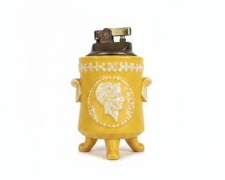 Yellow Ceramic "Profile" Table Lighter - Possibly Italian Capodimonte Style