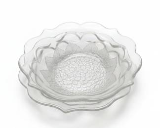 Clear Glass Embossed Sunflower Bowl Set