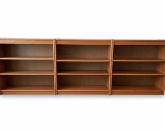 Wooden Bookshelf Unit with Assorted Items