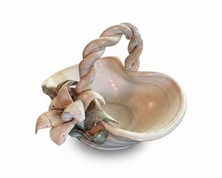 Vintage Hull Pottery Basket with Floral Embellishment