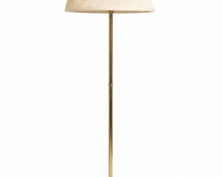 Vintage Brass Floor Lamp with Pleated Shade 