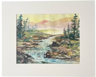 Stormy Forest Scene Watercolor Painting by Nancy R. Gonzalez