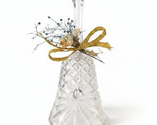 Cut Crystal Bell with Dried Floral Arrangement - "Starburst" and Diamond Pattern