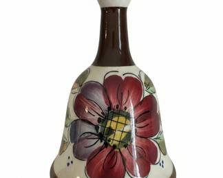 Vintage Mexican Pottery Bell with Floral Motif