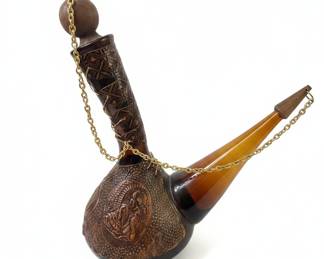 Vintage "Recuerdo de España" Porrón Decanter with Leather Wrap