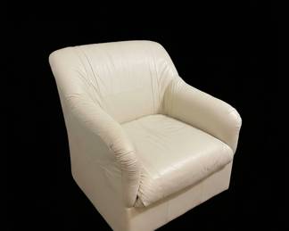 Cream Leather Armchair (PAIR)