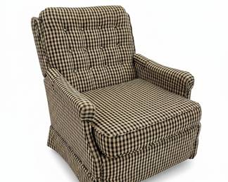 Vintage Gingham Upholstered Recliner Armchair