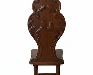 Carved Walnut Hall Chair