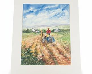 Nancy R. Gonzalez Watercolor Painting of Amish Farm Scene