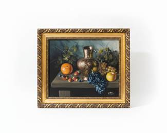 Still Life with Fruit and Ewer Oil Painting by J. Ros