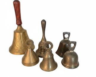 Collection of Vintage Brass Bells, including Sarna India Bells