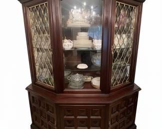 Vintage Mahogany Chippendale Style China Cabinet