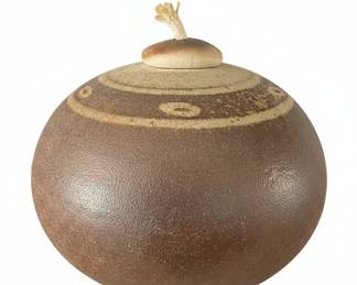 Studio Pottery Oil Lamp with Incised Mark 'Puck 95'