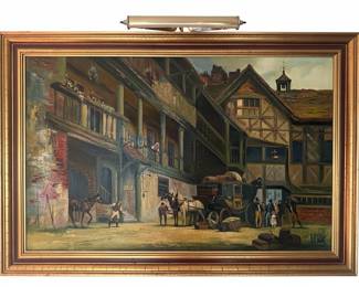 19th Century Coaching Scene Oil Painting