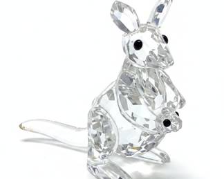 Swarovski Crystal Kangaroo Mother with Baby Joey Figurine