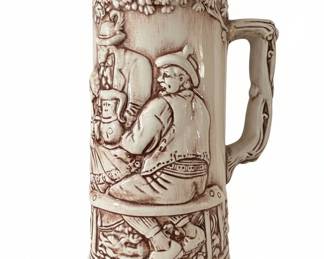 Vintage Ceramic Beer Stein with Figural Relief - Holland Mold Co.