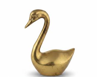Large Vintage Brass Swan Planter