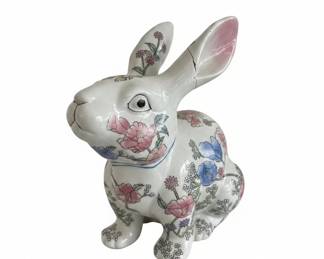 Fitz and Floyd "Tobacco Leaf" Porcelain Bunny Figurine