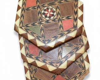 Marquetry Hexagonal Coaster Set - Granada Style