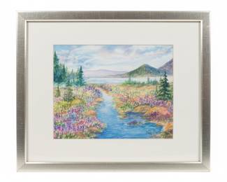 Nancy R. Gonzalez "Lots of Wild Flowers" Watercolor Painting