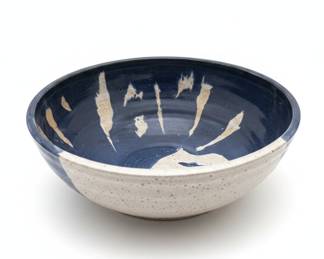 Studio Pottery Bowl with Abstract Mountain Glaze