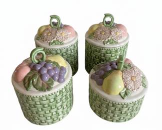 Vintage NRG 1 Ceramic Fruit Basket Canister Set