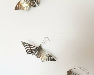 Set of 3 Vintage Brass Butterfly Wall Decor