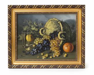 Still Life with Grapes, Orange, and Glass