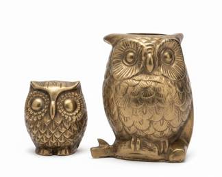 Vintage Brass Owl Figurines (Set of 2)