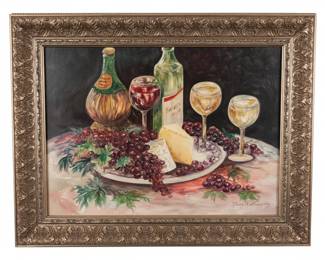 Still Life with Grapes, Cheese, and Wine by Nancy R. Gonzales