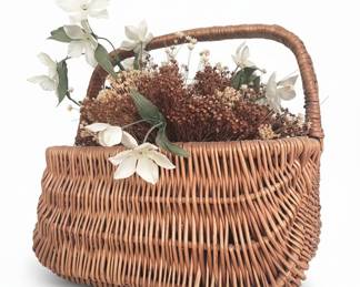 Wicker Picnic Basket with Faux Flowers
