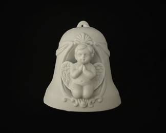 White Porcelain Cherub Bell Ornament