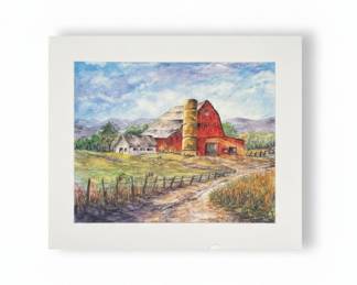 Farmhouse Barn Watercolor Print by Nancy R. Gonzalez