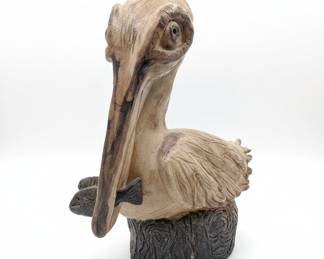 Ceramic Pelican Sculpture with Fish by Townsend