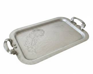 Continental Silver Co. "Wild Rose" Hammered Aluminum Serving Tray