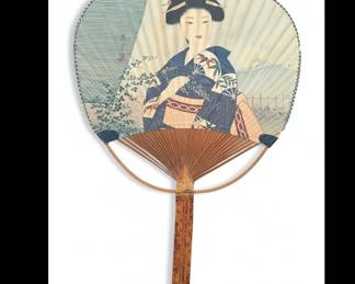 Japanese Uchiwa Fan with Geisha Illustration